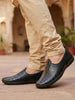 Men Navy Blue Textured Ethnic Slip On Juttis and Mojaris for Wedding|Party Slip-On|Traditional Kurtas Shoes|Flexible Rubber Sole