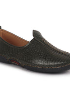 Men Olive Textured Ethnic Slip On Juttis and Mojaris for Wedding