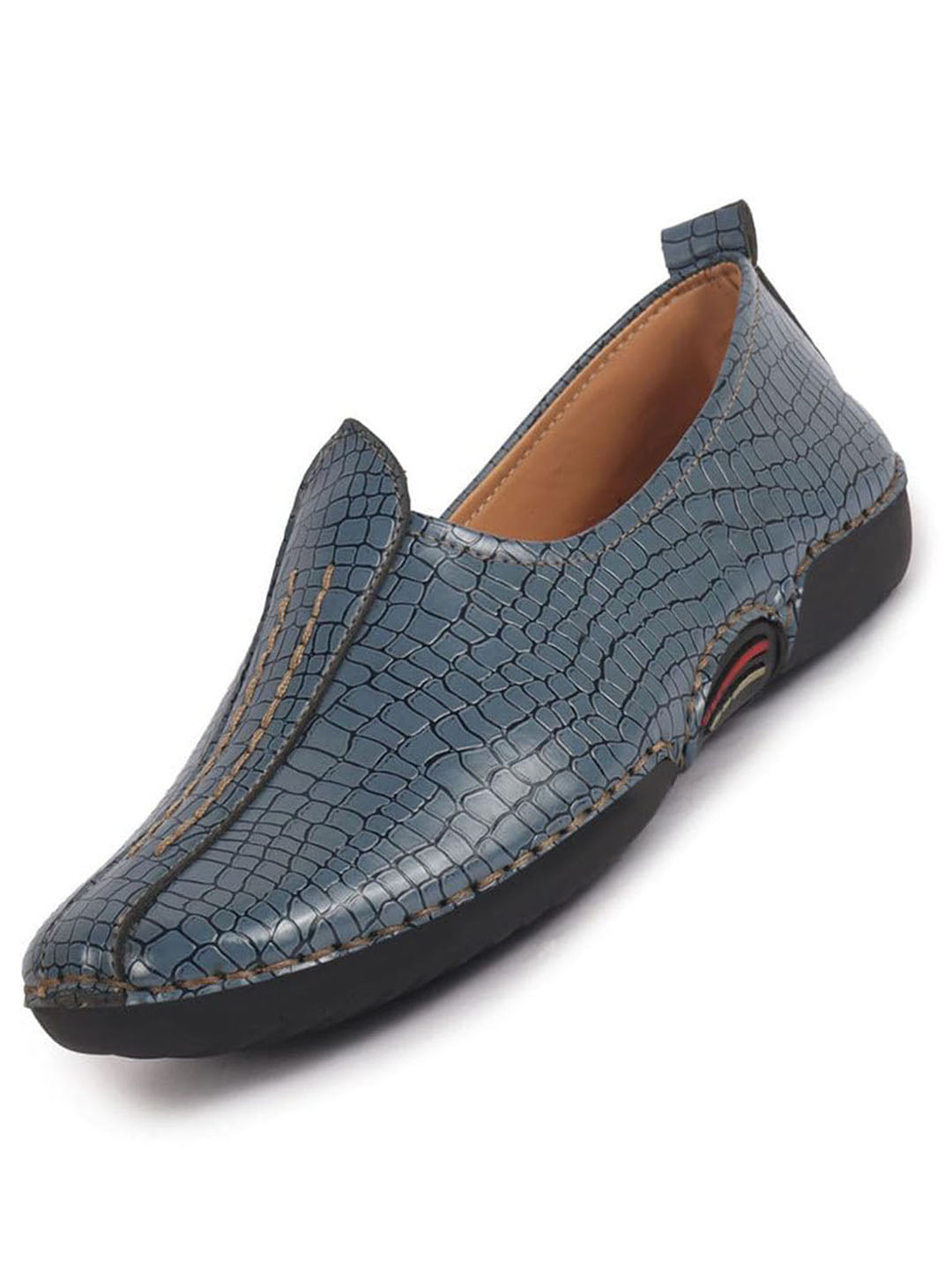 Men Sky Blue Textured Ethnic Slip On Juttis and Mojaris for Wedding|Party Slip-On|Traditional Kurtas Shoes|Flexible Rubber Sole