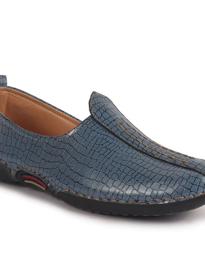 Men Sky Blue Textured Ethnic Slip On Juttis and Mojaris for Wedding|Party Slip-On|Traditional Kurtas Shoes|Flexible Rubber Sole