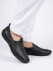 Men Black Textured Print Ethnic Slip On Juttis and Mojaris for Wedding|Festive Slip-On|Traditional Sherwani Shoes