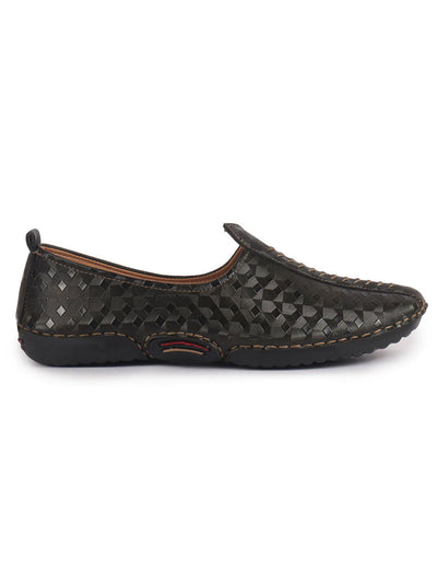 Men Brown Textured Print Ethnic Slip On Juttis and Mojaris for Wedding|Festive Slip-On|Traditional Sherwani Shoes