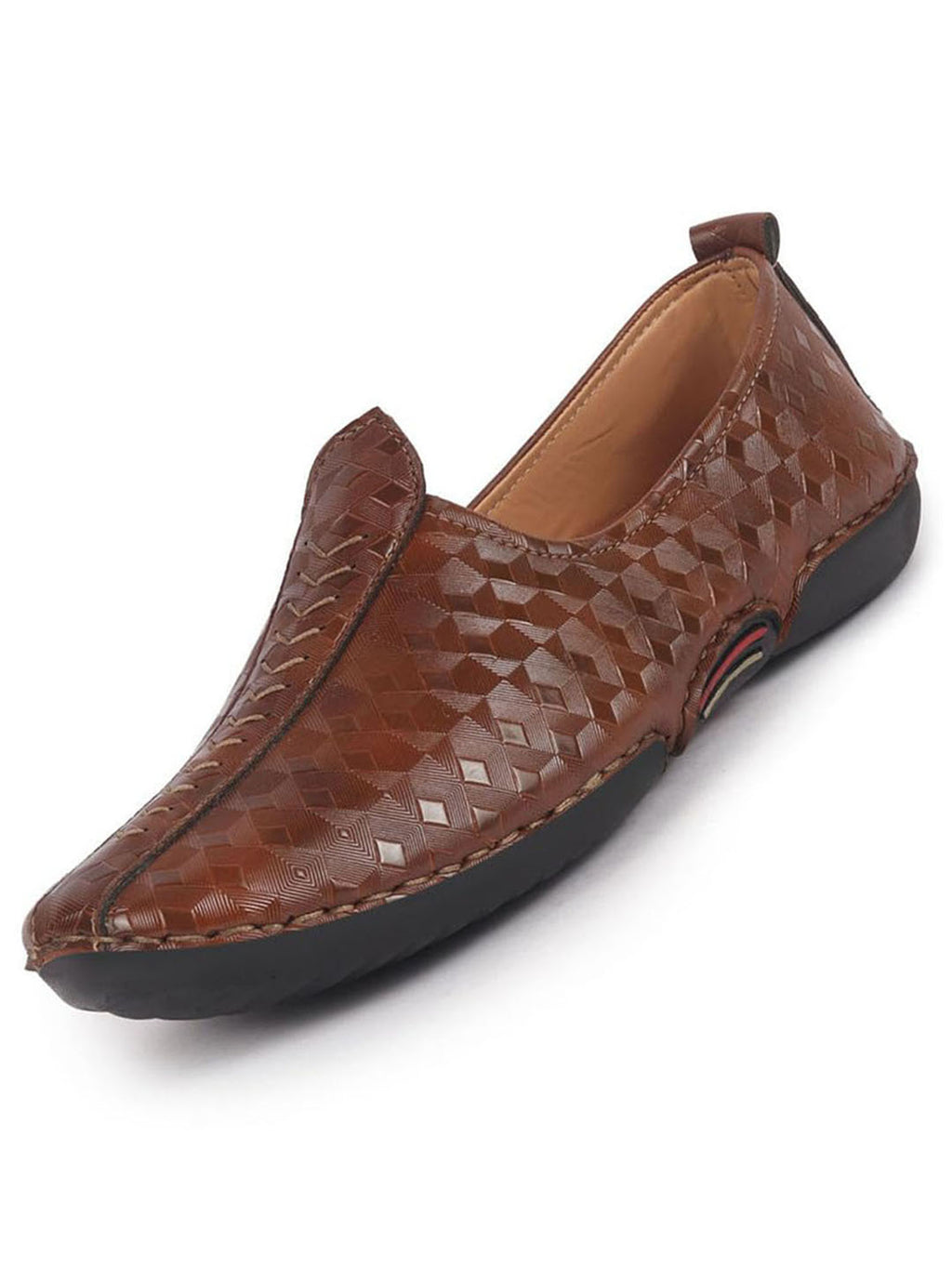 Men Tan Textured Print Ethnic Slip On Juttis and Mojaris for Wedding|Festive Slip-On|Traditional Sherwani Shoes