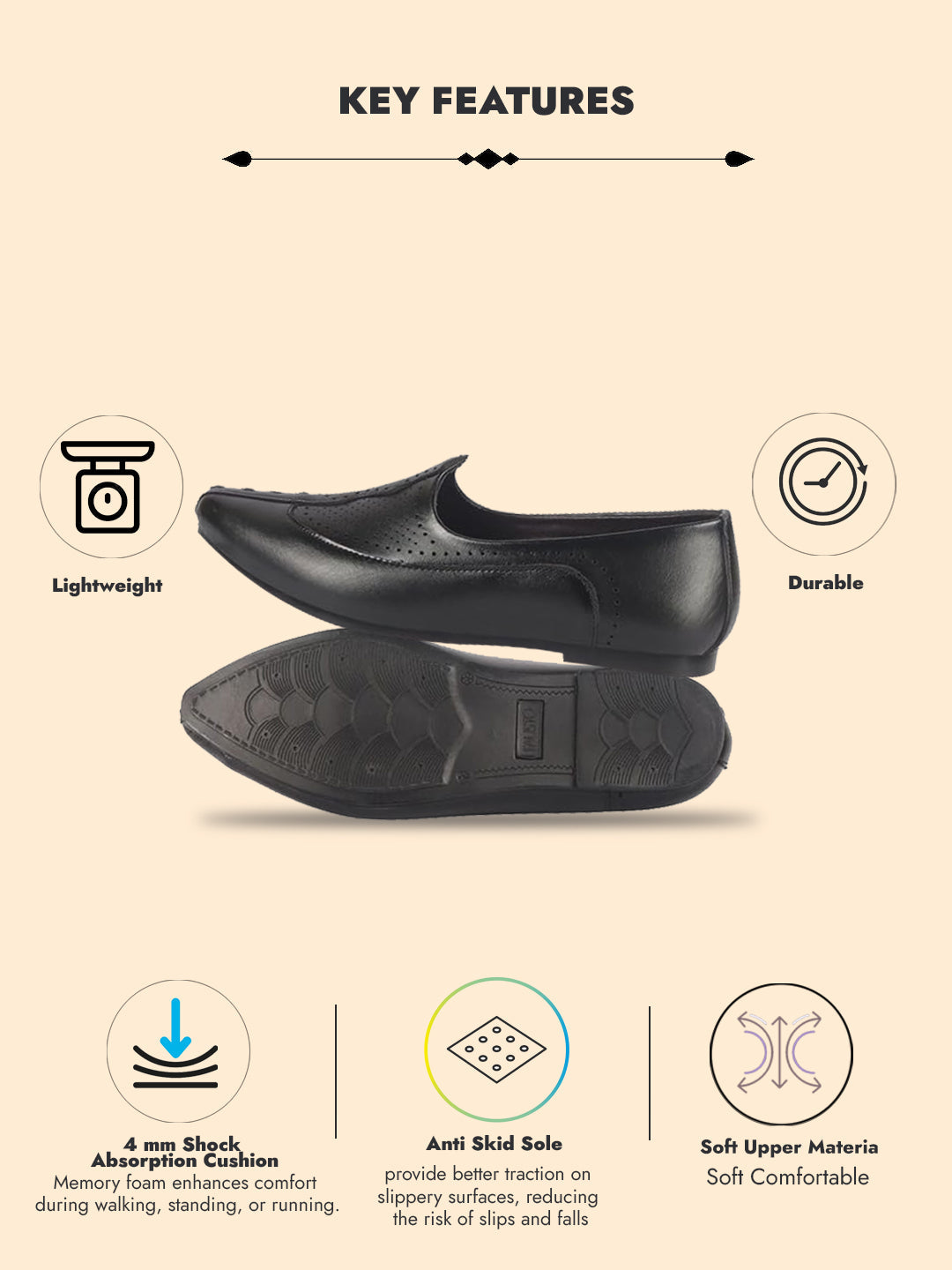 men black breathable traditional wedding slip on ethnic juttis and mojaris|party slip on evening shoes|striped mojaris