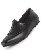 men black breathable traditional wedding slip on ethnic juttis and mojaris|party slip on evening shoes|striped mojaris