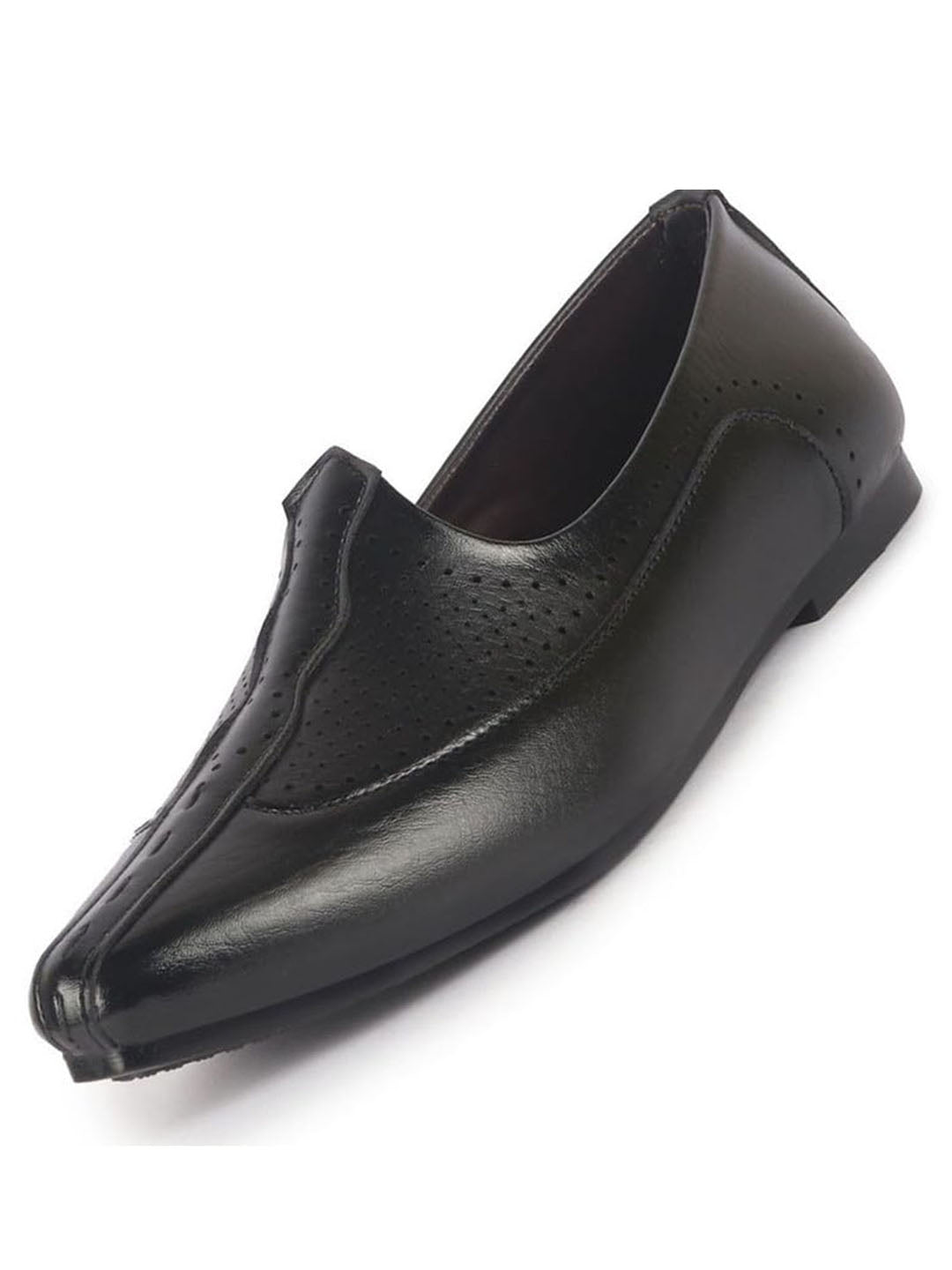 men black breathable traditional wedding slip on ethnic juttis and mojaris|party slip on evening shoes|striped mojaris