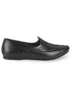 men black breathable traditional wedding slip on ethnic juttis and mojaris|party slip on evening shoes|striped mojaris