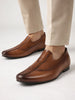 Men Tan Breathable Traditional Wedding Slip On Ethnic Juttis and Mojaris|Party Slip On Evening Shoes|Striped Mojaris