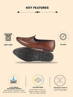 Men Tan Breathable Traditional Wedding Slip On Ethnic Juttis and Mojaris|Party Slip On Evening Shoes|Striped Mojaris