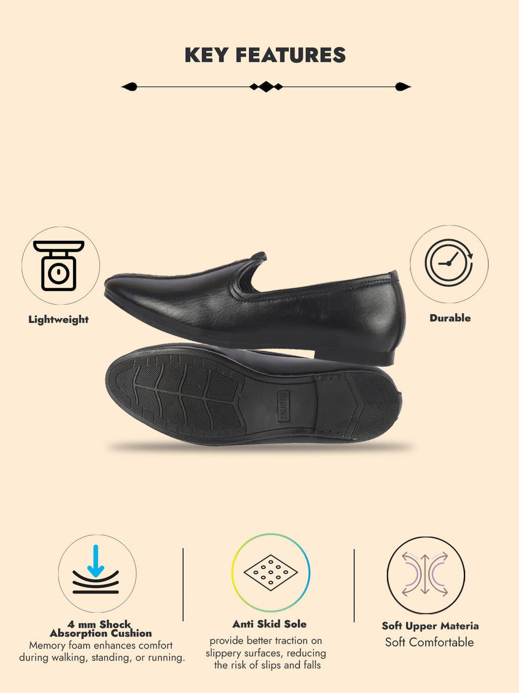 Men Black Ethnic Slip On Stripe Juttis and Mojaris for Wedding|Party Slip-On|Traditional Kurtas Shoes|Festive Slip On Shoes