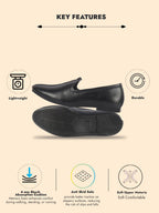 Men Black Ethnic Slip On Stripe Juttis and Mojaris for Wedding|Party Slip-On|Traditional Kurtas Shoes|Festive Slip On Shoes