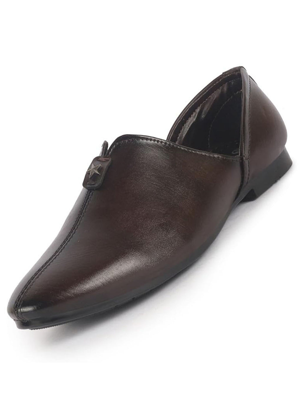 Men Brown Pointed Toe Ethnic Slip On Juttis and Mojaris for Wedding|Party Slip On Shoes|Kurtas Shoes|Traditional Shoes