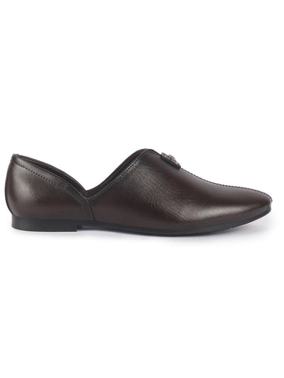 Men Brown Pointed Toe Ethnic Slip On Juttis and Mojaris for Wedding|Party Slip On Shoes|Kurtas Shoes|Traditional Shoes