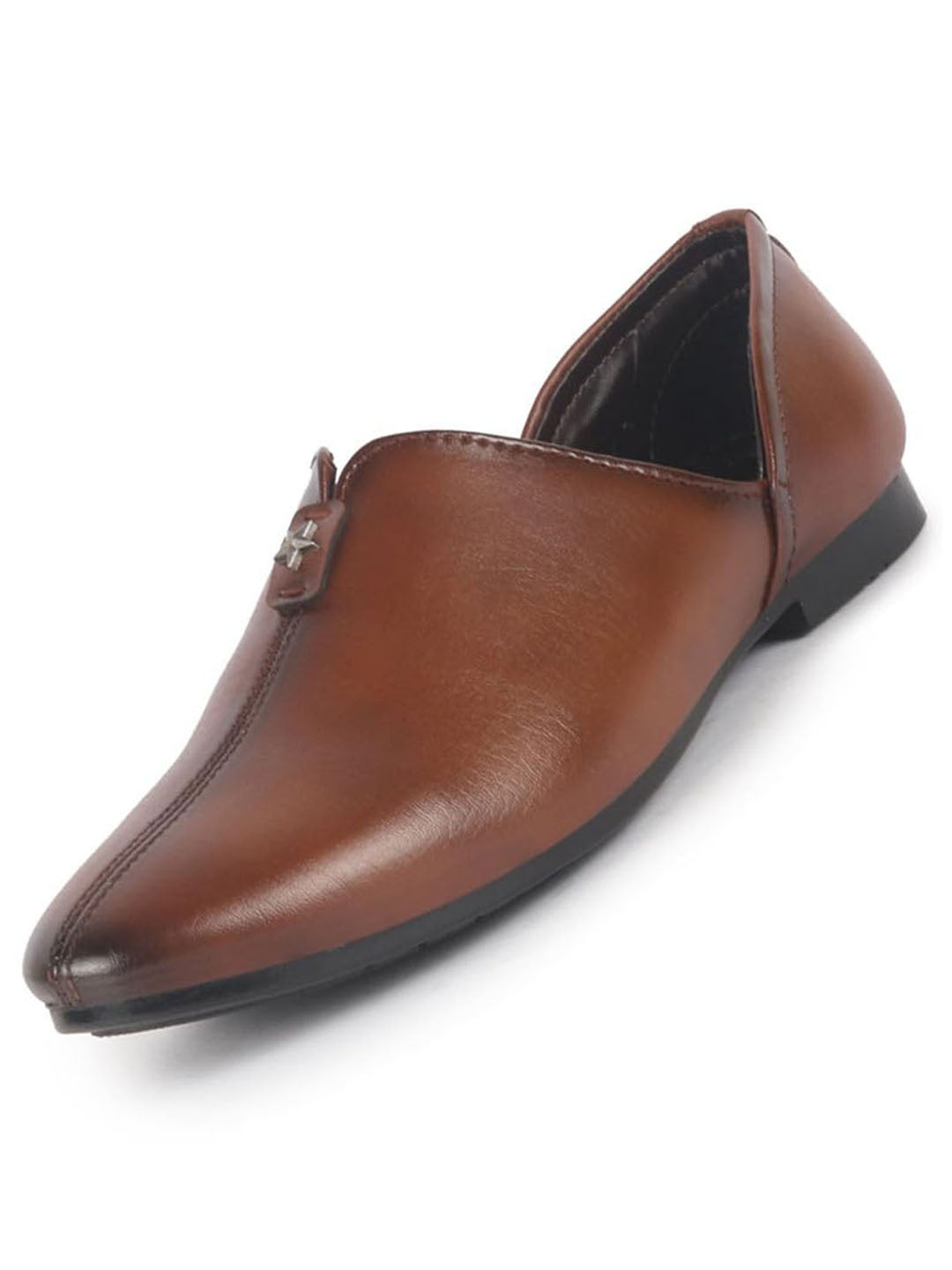 Men Tan Pointed Toe Ethnic Slip On Juttis and Mojaris for Wedding|Party Slip On Shoes|Kurtas Shoes|Traditional Shoes