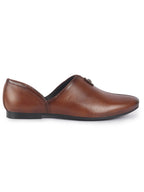 Men Tan Pointed Toe Ethnic Slip On Juttis and Mojaris for Wedding|Party Slip On Shoes|Kurtas Shoes|Traditional Shoes