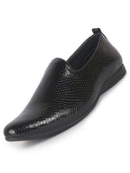 Men Black Textured Ethnic Round Toe Juttis and Mojaris for Wedding|Party Slip-On|Traditional Kurtas Shoes|Festive Shoes