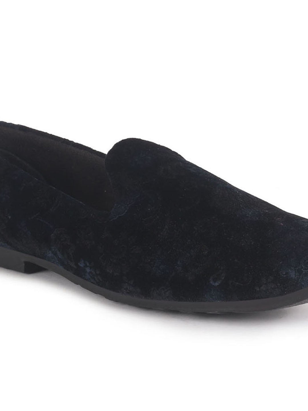 men blue floral print velvet ethnic sip on loafer for party|slip on shoes|festive shoes|kurta slip on shoes