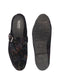 Men Black Abstract Print Back Open Velvet Ethnic Kurta Shoes Mojaris with Side Adjustable Strap|Festive Shoes Slip On