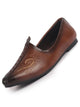 Men Tan Emboridery Ethnic Slip On Juttis and Mojaris for Wedding|Party Slip-On|Traditional Kurtas Shoes|Flexible TPR Sole