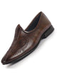 Men Brown Embroidery Traditional Wedding Slip On Ethnic Juttis and Mojaris|Party Slip On Evening Shoes|Striped Mojaris