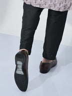 Men Brown Embroidery Traditional Wedding Slip On Ethnic Juttis and Mojaris|Party Slip On Evening Shoes|Striped Mojaris