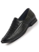 Men Black Ethnic Slip On Knitted Stripe Juttis and Mojaris for Wedding|Party Slip-On|Traditional Kurtas Shoes|Festive Slip On Shoes