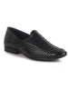 Men Black Ethnic Slip On Knitted Stripe Juttis and Mojaris for Wedding|Party Slip-On|Traditional Kurtas Shoes|Festive Slip On Shoes