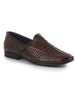 Men Brown Ethnic Slip On Knitted Stripe Juttis and Mojaris for Wedding|Party Slip-On|Traditional Kurtas Shoes|Festive Slip On Shoes