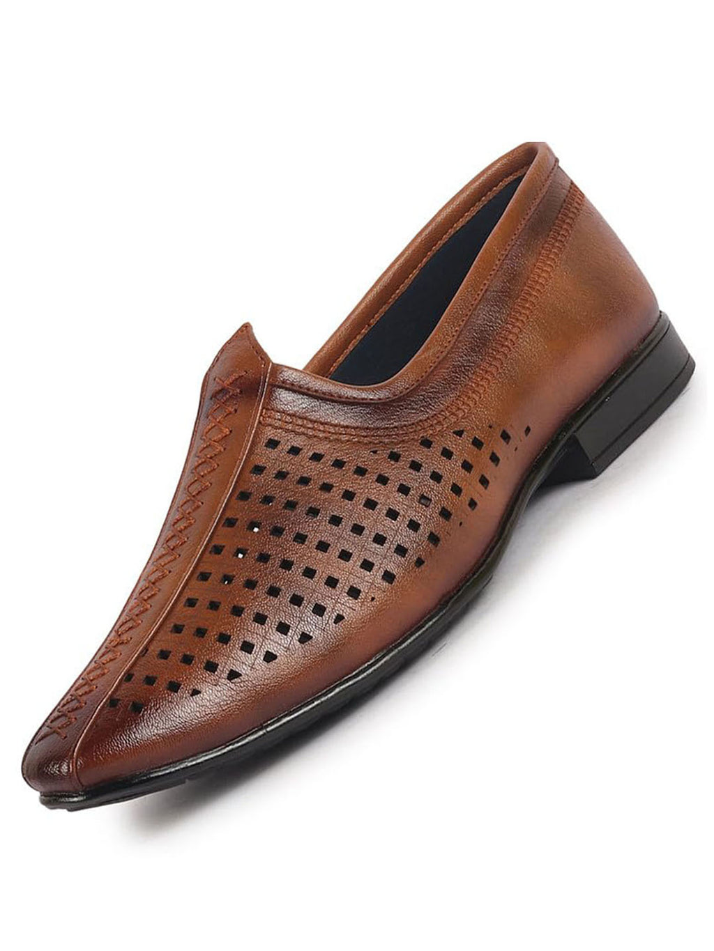 Men Tan Breathable Traditional Wedding Slip On Ethnic Juttis and Mojaris|Party Slip On Evening Shoes|Traditinal Kurta Shoes