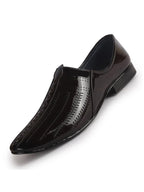 Men Brown Textured Ethnic Round Toe Juttis and Mojaris for Wedding|Party Slip-On|Traditional Kurtas Shoes|Festive Shoes