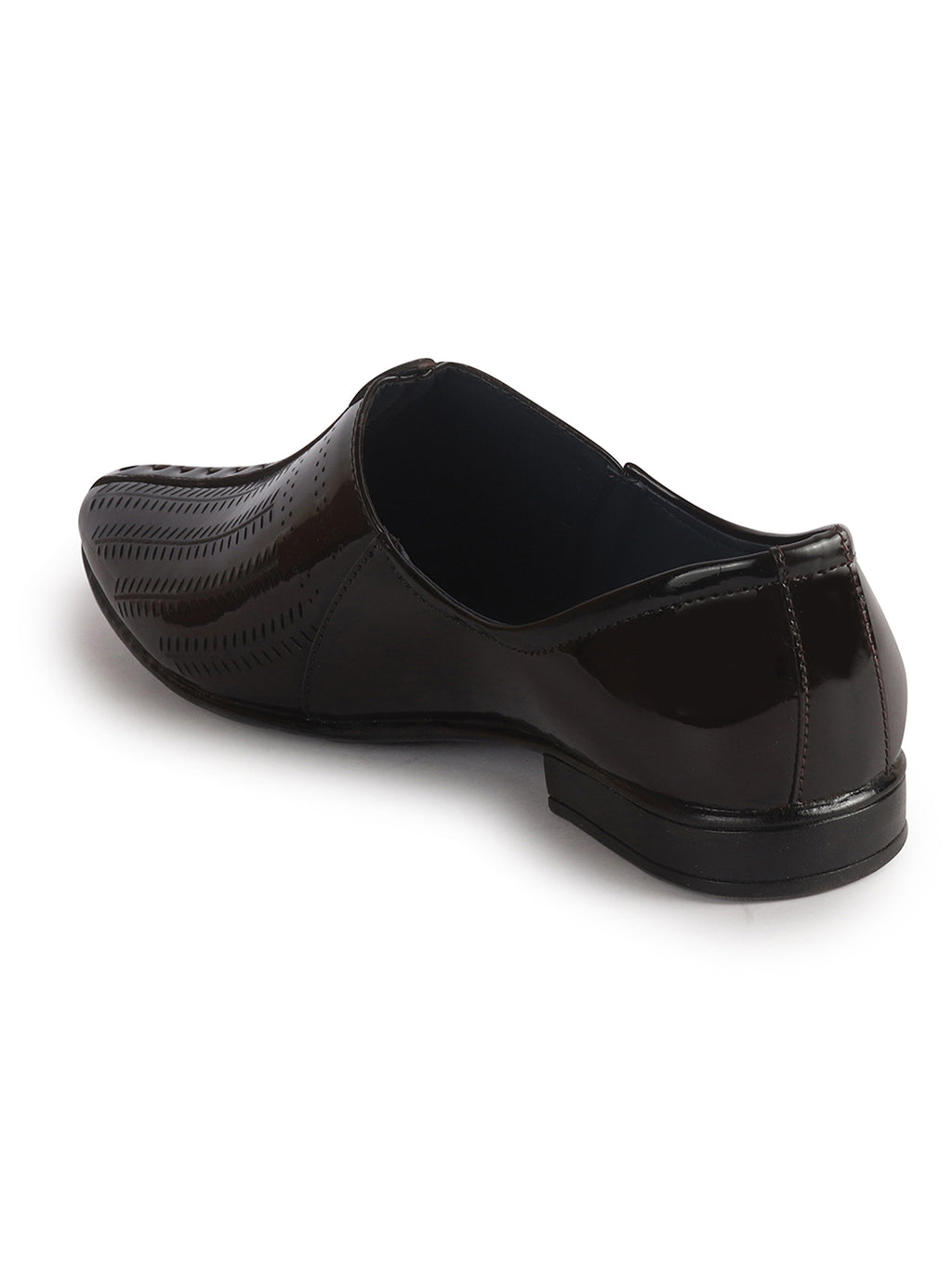 Men Brown Textured Ethnic Round Toe Juttis and Mojaris for Wedding|Party Slip-On|Traditional Kurtas Shoes|Festive Shoes