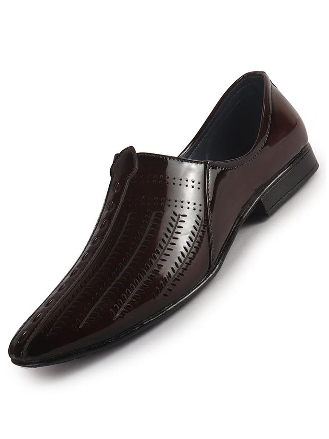 Men Tan Textured Ethnic Round Toe Juttis and Mojaris for Wedding|Party Slip-On|Traditional Kurtas Shoes|Festive Shoes