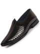 Men Brown Patent Leather Breathable Traditional Wedding Slip On Ethnic Juttis and Mojaris|Party Slip On Evening Shoes|Striped Mojaris