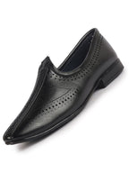 Men Black Breathable Slip On Ethnic Juttis and Mojaris for Wedding|Party Slip On Evening Shoes|Traditional Striped Mojaris