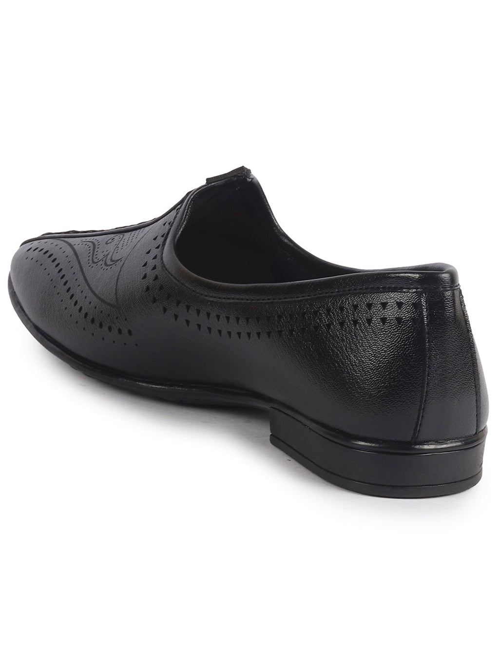 Men Black Breathable Slip On Ethnic Juttis and Mojaris for Wedding|Party Slip On Evening Shoes|Traditional Striped Mojaris