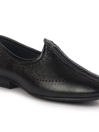 Men Black Breathable Slip On Ethnic Juttis and Mojaris for Wedding|Party Slip On Evening Shoes|Traditional Striped Mojaris