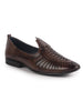 Men Brown Laser Cut Knitted Ethnic Slip On Juttis and Mojaris for Wedding|Party Slip-On|Traditional Kurtas Shoes|Flexible Rubber Sole
