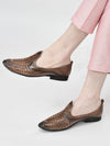 Men Tan Laser Cut Knitted Ethnic Slip On Juttis and Mojaris for Wedding|Party Slip-On|Traditional Kurtas Shoes|Flexible Rubber Sole