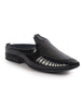 Men Black Patent Leather Back Open Ethnic Slip On Juttis and Mojaris for Wedding|Festive Slip-On|Traditional Sherwani Shoes