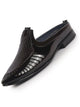 Men Brown Patent Leather Back Open Ethnic Slip On Juttis and Mojaris for Wedding|Festive Slip-On|Traditional Sherwani Shoes