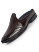 Men Tan Patent Leather Back Open Ethnic Slip On Juttis and Mojaris for Wedding|Festive Slip-On|Traditional Sherwani Shoes