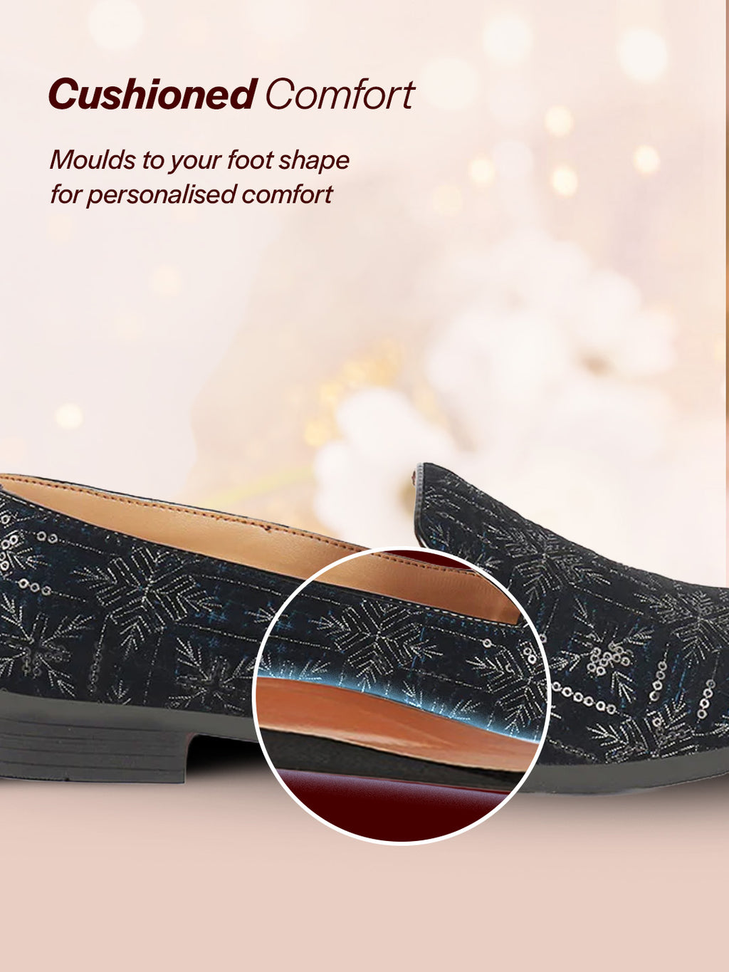 men blue ethnic velvet sequin embroidered prom slip on juttis and mojaris for wedding|party slip-on|traditional kurtas shoes|festive slip on shoes
