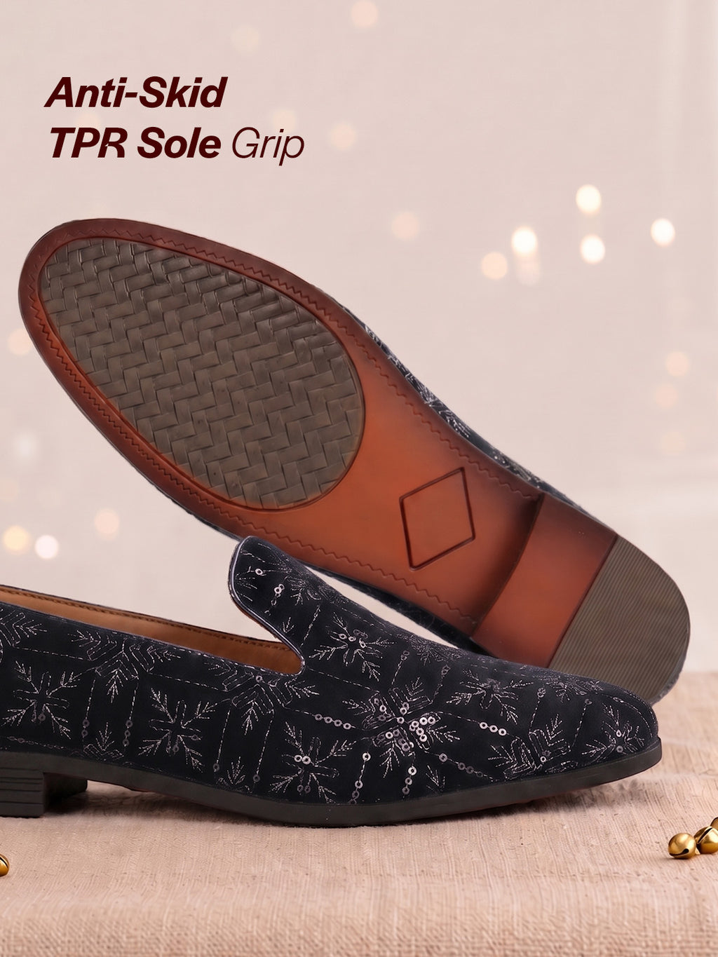 men blue ethnic velvet sequin embroidered prom slip on juttis and mojaris for wedding|party slip-on|traditional kurtas shoes|festive slip on shoes