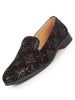Men Cherry Ethnic Velvet Sequin Embroidered Prom Slip On Juttis and Mojaris for Wedding|Party Slip-On|Traditional Kurtas Shoes|Festive Slip On Shoes