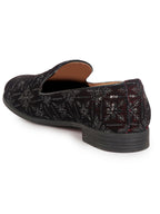 Men Cherry Ethnic Velvet Sequin Embroidered Prom Slip On Juttis and Mojaris for Wedding|Party Slip-On|Traditional Kurtas Shoes|Festive Slip On Shoes