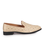 Men Cream Ethnic Velvet Sequin Embroidered Prom Slip On Juttis and Mojaris for Wedding|Party Slip-On|Traditional Kurtas Shoes|Festive Slip On Shoes