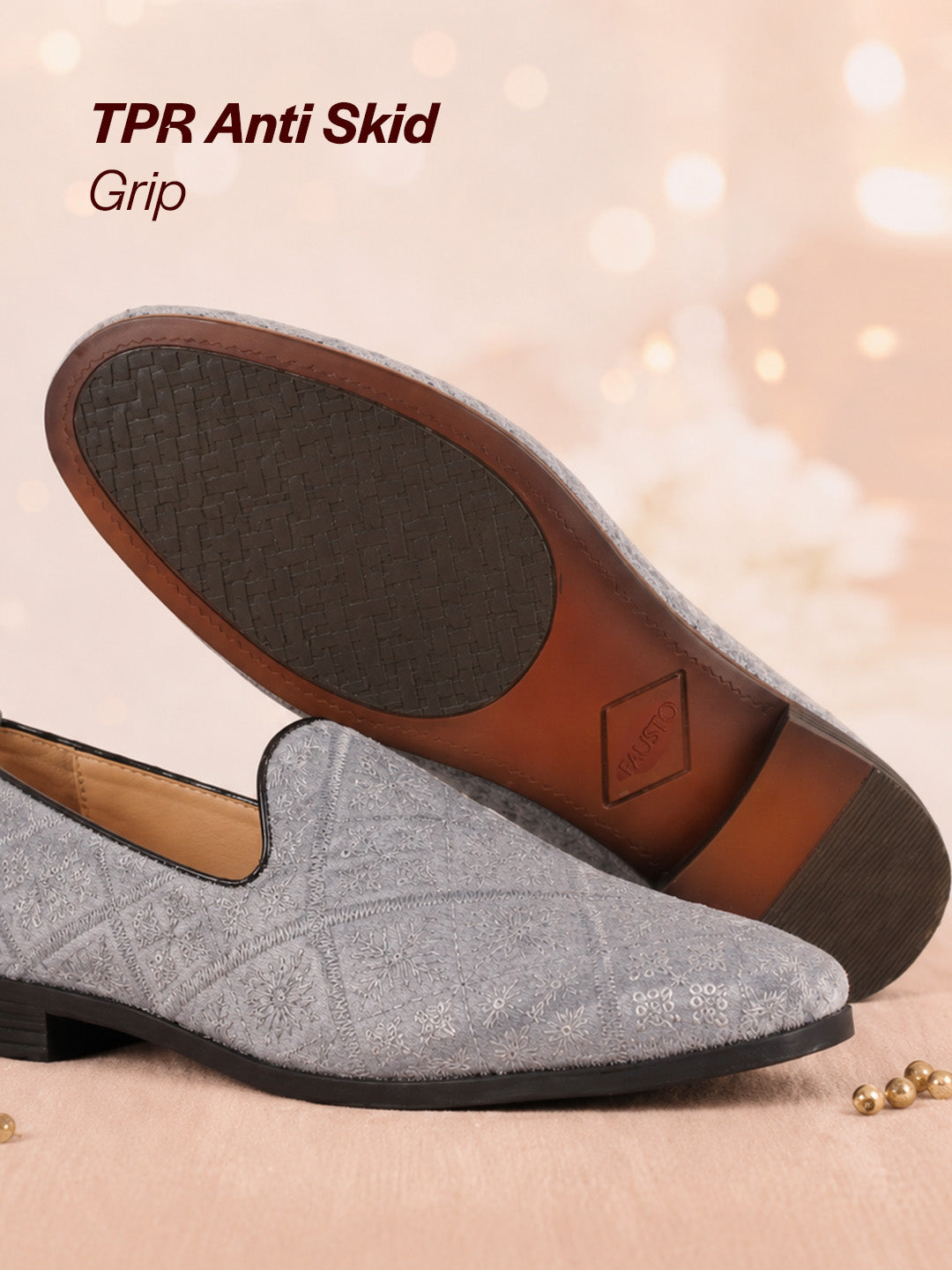 men grey ethnic velvet sequin embroidered prom slip on juttis and mojaris for wedding|party slip-on|traditional kurtas shoes|festive slip on shoes