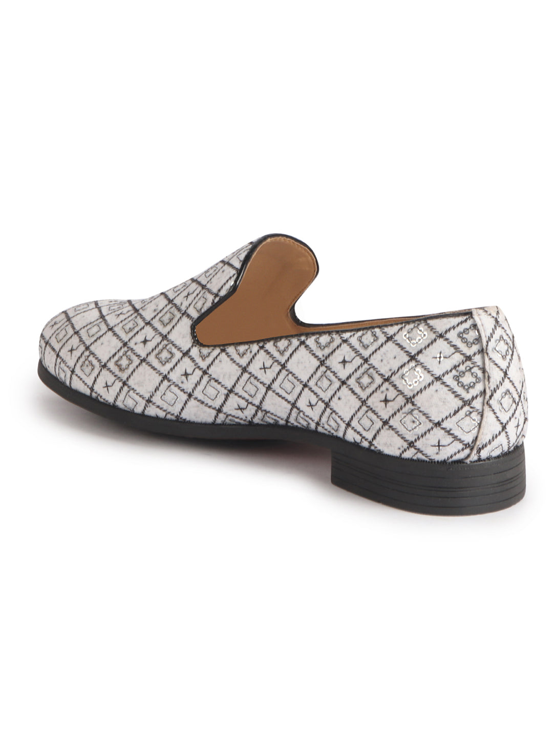 Men White Ethnic Velvet Sequin Embroidered Prom Slip On Juttis and Mojaris for Wedding|Party Slip-On|Traditional Kurtas Shoes|Festive Slip On Shoes