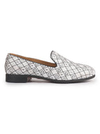 Men White Ethnic Velvet Sequin Embroidered Prom Slip On Juttis and Mojaris for Wedding|Party Slip-On|Traditional Kurtas Shoes|Festive Slip On Shoes
