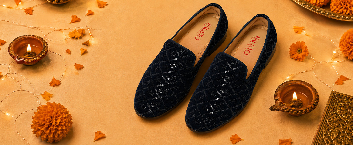 Men Blue Ethnic Velvet Sequin Embroidered Round Toe Juttis and Mojaris for Wedding|Festive Slip-On For Kurtas|Traditional Sherwani Shoes|Prom Slip On Shoes